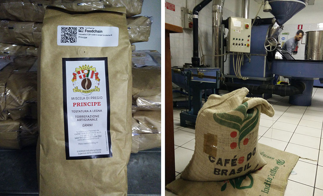 Ogni sacco di caffè riporta un QR code che ne illustra la tracciabilità